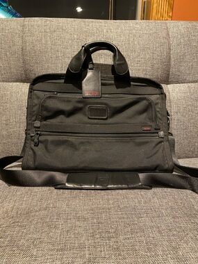 Tumi Black Ballistic Nylon Briefcase with Leather Trim